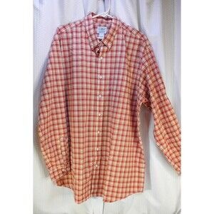 L.L. Bean Mens XLT Shirt Wrinkle Resistant Cotton Traditional Fit L/S Orng Plaid